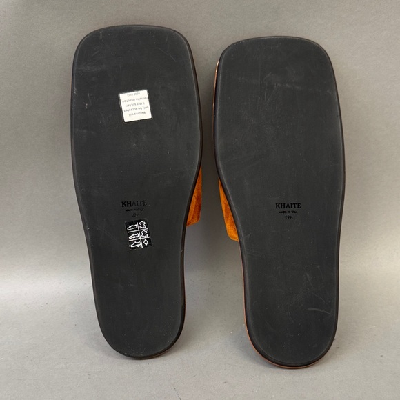 KHAITE Women's Tan Suede Slide Sandals - Picture 2 of 3